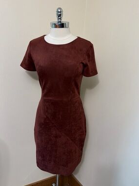 Rust Colored Faux Suede Body Con Dress S-M